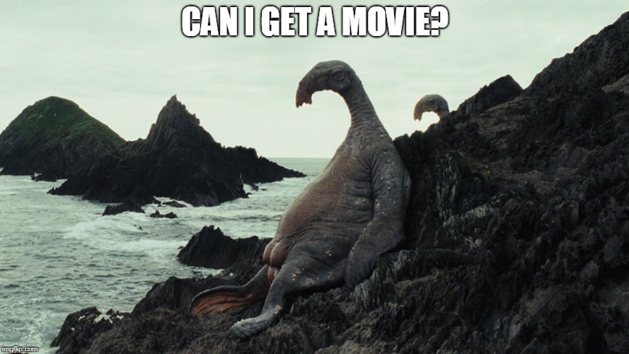 star wars can i get a movie? | CAN I GET A MOVIE? | image tagged in alien last jedi | made w/ Imgflip meme maker