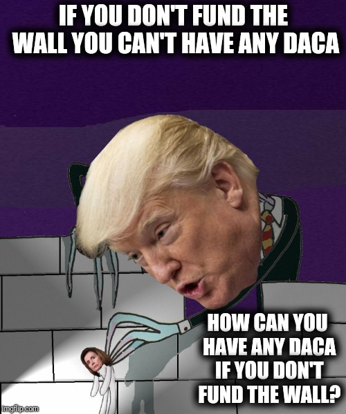 IF YOU DON'T FUND THE WALL YOU CAN'T HAVE ANY DACA HOW CAN YOU HAVE ANY DACA IF YOU DON'T FUND THE WALL? | made w/ Imgflip meme maker