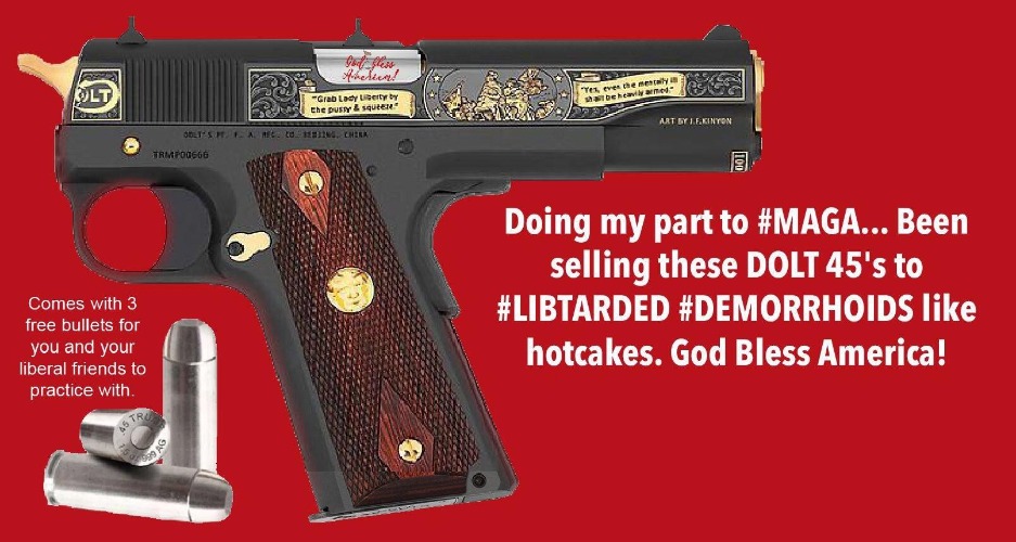 Introducing the Dolt .45: The Perfect Handgun for Liberals | image tagged in dolt 45,liberals,handgun,self defense,2nd amendment | made w/ Imgflip meme maker