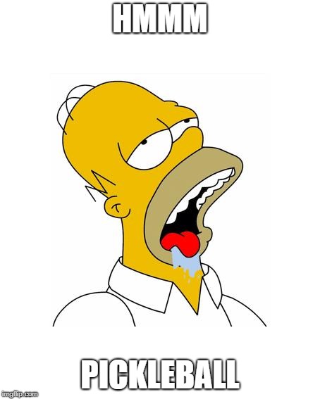 Homer Simpson Drooling | HMMM; PICKLEBALL | image tagged in homer simpson drooling | made w/ Imgflip meme maker