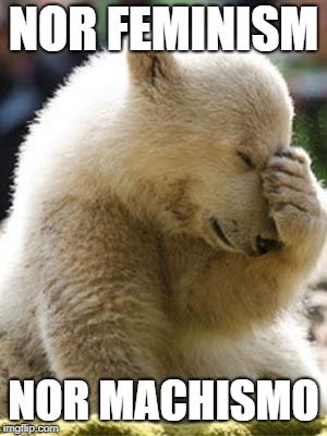 Facepalm Bear | NOR FEMINISM; NOR MACHISMO | image tagged in memes,facepalm bear | made w/ Imgflip meme maker
