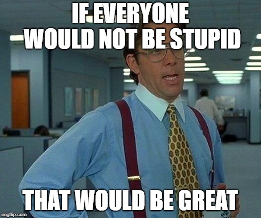 That Would Be Great | IF EVERYONE WOULD NOT BE STUPID; THAT WOULD BE GREAT | image tagged in memes,that would be great | made w/ Imgflip meme maker