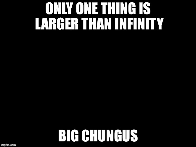 Big Chungus | ONLY ONE THING IS LARGER THAN INFINITY; BIG CHUNGUS | image tagged in big chungus | made w/ Imgflip meme maker
