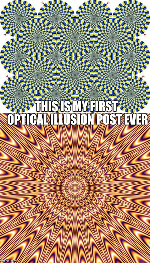 Not kidding also I feel left out for not posting any for nearly a year | THIS IS MY FIRST OPTICAL ILLUSION POST EVER | image tagged in memes,optical illusion,gif or not | made w/ Imgflip meme maker