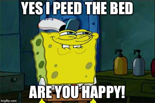 Don't You Squidward Meme | YES I PEED THE BED; ARE YOU HAPPY! | image tagged in memes,dont you squidward | made w/ Imgflip meme maker