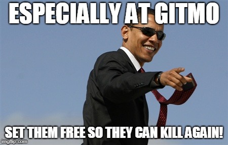 Cool Obama Meme | ESPECIALLY AT GITMO SET THEM FREE SO THEY CAN KILL AGAIN! | image tagged in memes,cool obama | made w/ Imgflip meme maker