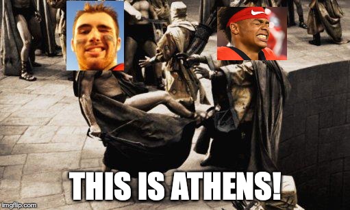 Sparta Kick | THIS IS ATHENS! | image tagged in sparta kick | made w/ Imgflip meme maker
