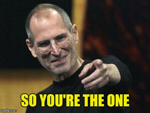 Steve Jobs Meme | SO YOU'RE THE ONE | image tagged in memes,steve jobs | made w/ Imgflip meme maker
