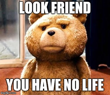 TED Meme | LOOK FRIEND; YOU HAVE NO LIFE | image tagged in memes,ted | made w/ Imgflip meme maker
