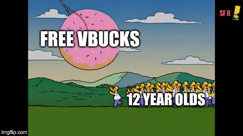FREE VBUCKS; 12 YEAR OLDS | image tagged in funny | made w/ Imgflip meme maker
