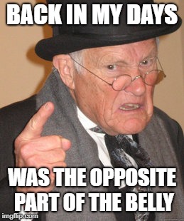 Back In My Day Meme | BACK IN MY DAYS; WAS THE OPPOSITE PART OF THE BELLY | image tagged in memes,back in my day | made w/ Imgflip meme maker