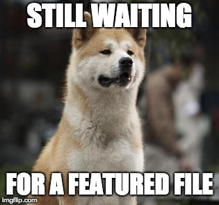 hachiko | STILL WAITING; FOR A FEATURED FILE | image tagged in hachiko | made w/ Imgflip meme maker