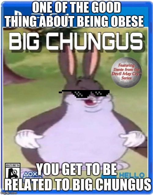 big chungus benifits | ONE OF THE GOOD THING ABOUT BEING OBESE; YOU GET TO BE RELATED TO BIG CHUNGUS | image tagged in memes,savage,ps4 | made w/ Imgflip meme maker