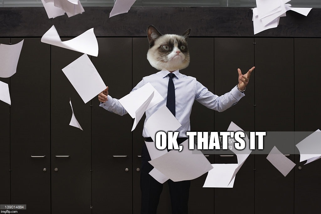 throw paper | OK, THAT'S IT | image tagged in throw paper | made w/ Imgflip meme maker