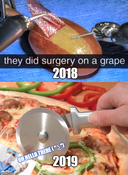 New year new surgeon | 2018; 2019; OH HELLO THERE ( ͡° ͜ʖ ͡°) | image tagged in memes | made w/ Imgflip meme maker