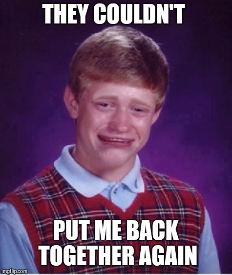 Sad brian | THEY COULDN'T PUT ME BACK TOGETHER AGAIN | image tagged in sad brian | made w/ Imgflip meme maker