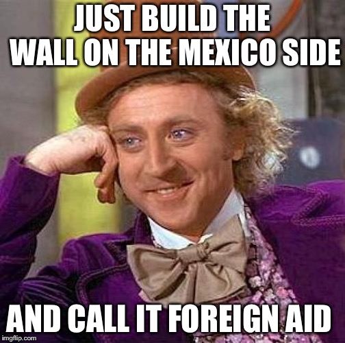 How to fund the wall... | JUST BUILD THE WALL ON THE MEXICO SIDE; AND CALL IT FOREIGN AID | image tagged in memes,creepy condescending wonka,border wall,trump | made w/ Imgflip meme maker