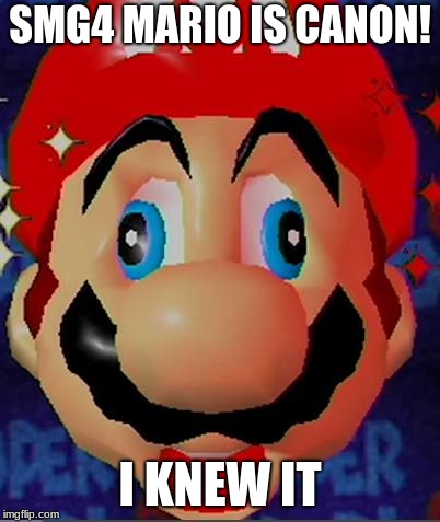 Mario Derp | SMG4 MARIO IS CANON! I KNEW IT | image tagged in mario derp | made w/ Imgflip meme maker