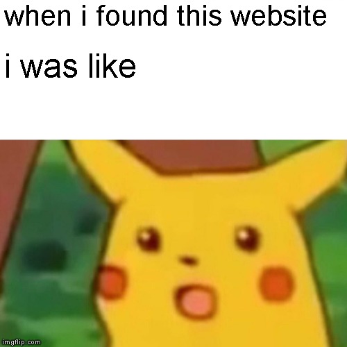 Surprised Pikachu | when i found this website; i was like | image tagged in memes,surprised pikachu | made w/ Imgflip meme maker