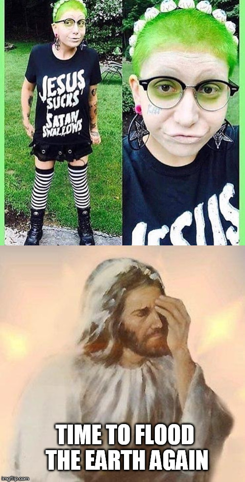 Image tagged in jesus facepalm,flood - Imgflip