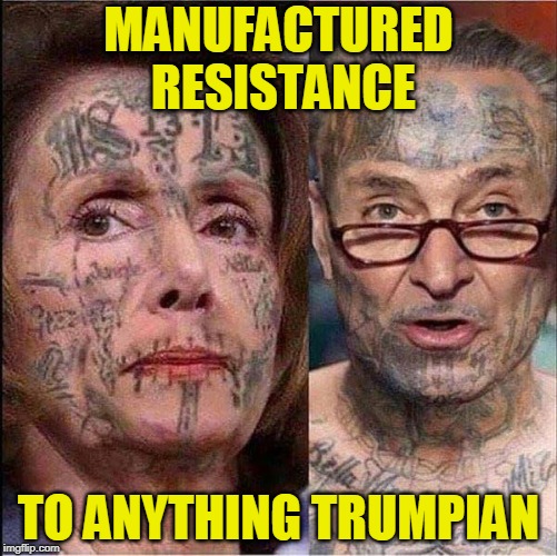 You Propose, We Oppose | MANUFACTURED RESISTANCE; TO ANYTHING TRUMPIAN | image tagged in chuck schumer,nancy pelosi,the resistance | made w/ Imgflip meme maker
