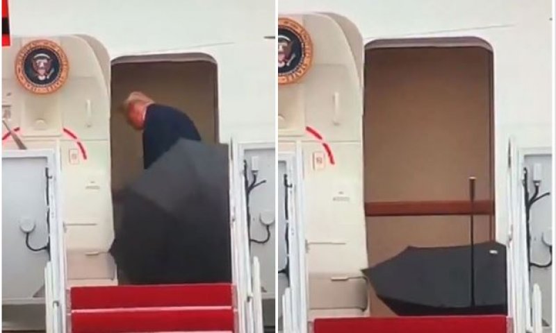 Trump umbrella door Blank Meme Template