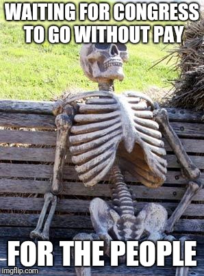 Waiting Skeleton Meme | WAITING FOR CONGRESS TO GO WITHOUT PAY; FOR THE PEOPLE | image tagged in memes,waiting skeleton | made w/ Imgflip meme maker