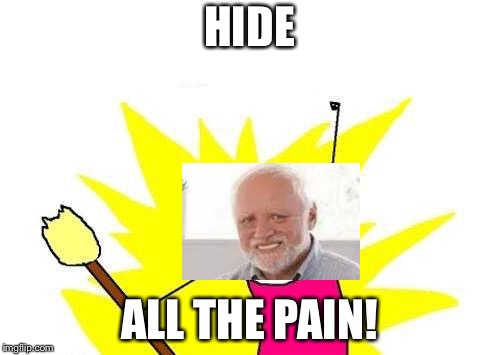 Harold, you hide the pain like a boss. | HIDE; ALL THE PAIN! | image tagged in memes,x all the y,hide the pain harold | made w/ Imgflip meme maker