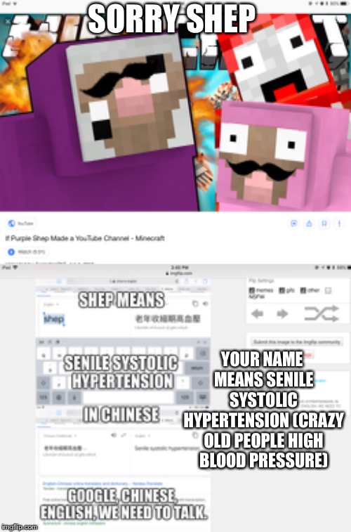 The true meaning of Shep’s name! | SORRY SHEP; YOUR NAME MEANS SENILE SYSTOLIC HYPERTENSION (CRAZY OLD PEOPLE HIGH BLOOD PRESSURE) | image tagged in google translate sings | made w/ Imgflip meme maker