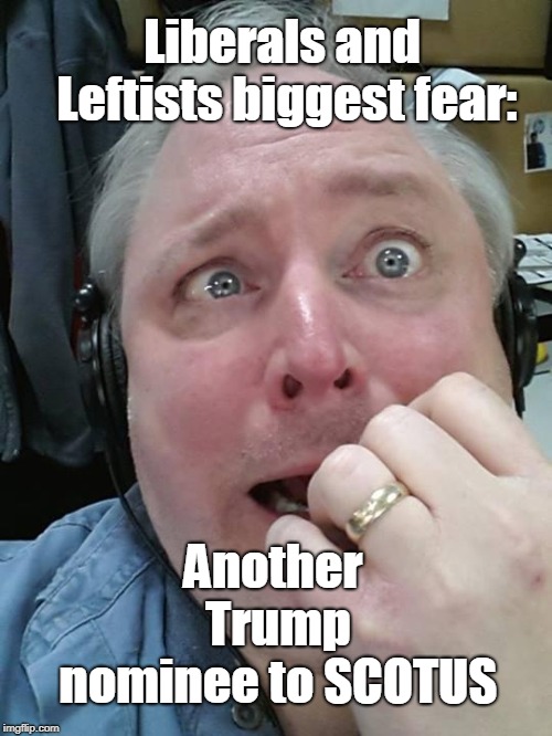 Paranoid Fear Guy | Liberals and Leftists biggest fear: Another Trump nominee to SCOTUS | image tagged in paranoid fear guy | made w/ Imgflip meme maker