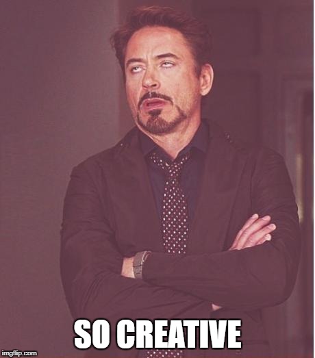 Face You Make Robert Downey Jr Meme | SO CREATIVE | image tagged in memes,face you make robert downey jr | made w/ Imgflip meme maker