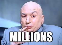 dr evil pinky | MILLIONS | image tagged in dr evil pinky | made w/ Imgflip meme maker