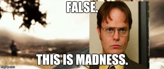 This is madness! | FALSE. THIS IS MADNESS. | image tagged in this is madness | made w/ Imgflip meme maker