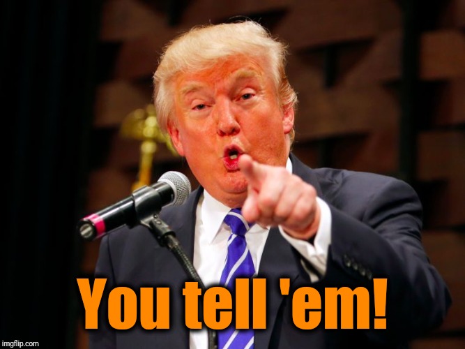 trump point | You tell 'em! | image tagged in trump point | made w/ Imgflip meme maker