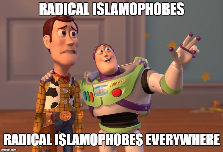 Radical Islamophobes Everywhere | RADICAL ISLAMOPHOBES; RADICAL ISLAMOPHOBES EVERYWHERE | image tagged in memes,x x everywhere,islamophobia | made w/ Imgflip meme maker