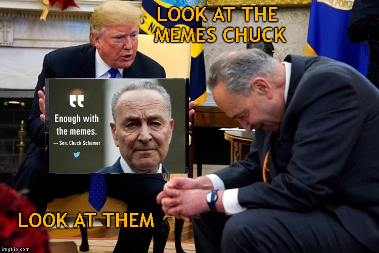 Enough with Memes | LOOK AT THE MEMES CHUCK; LOOK AT THEM | image tagged in memes,look at it chuck,government shutdown | made w/ Imgflip meme maker