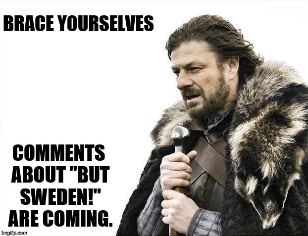 Brace Yourselves X is Coming Meme | BRACE YOURSELVES COMMENTS ABOUT "BUT SWEDEN!" ARE COMING. | image tagged in memes,brace yourselves x is coming | made w/ Imgflip meme maker