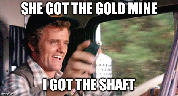 Jerry Reed | SHE GOT THE GOLD MINE I GOT THE SHAFT | image tagged in jerry reed | made w/ Imgflip meme maker