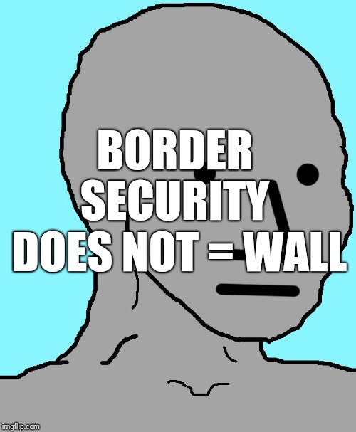NPC Meme | BORDER SECURITY  DOES NOT = WALL | image tagged in memes,npc | made w/ Imgflip meme maker