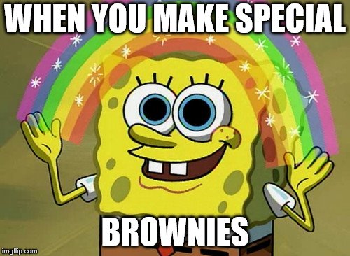 Imagination Spongebob | WHEN YOU MAKE SPECIAL; BROWNIES | image tagged in memes,imagination spongebob | made w/ Imgflip meme maker