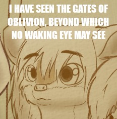 I Have Seen the Gates Of Oblivion Beyond Which No Waking Eye May See | image tagged in oblivion,elder scrolls,ptsd,furry | made w/ Imgflip meme maker