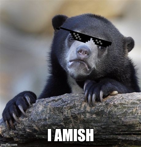 Confession Bear | I AMISH | image tagged in memes,confession bear | made w/ Imgflip meme maker