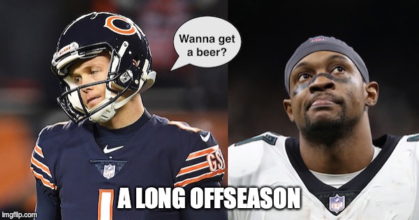 A LONG OFFSEASON | image tagged in philadelphia eagles,chicago bears,nfl | made w/ Imgflip meme maker