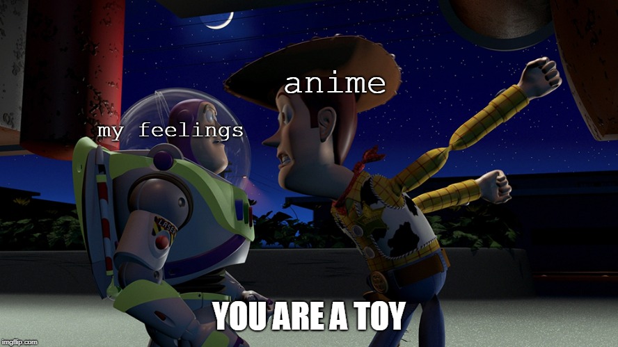 You are a toy | anime; my feelings; YOU ARE A TOY | image tagged in you are a toy | made w/ Imgflip meme maker