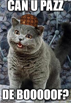 I can has cheezburger cat | CAN U PAZZ; DE BOOOOOF? | image tagged in i can has cheezburger cat | made w/ Imgflip meme maker