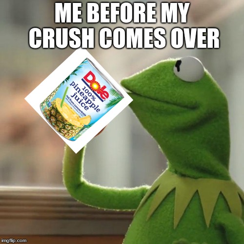 But That's None Of My Business | ME BEFORE MY CRUSH COMES OVER | image tagged in memes,but thats none of my business,kermit the frog | made w/ Imgflip meme maker