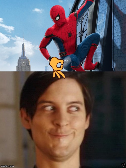 image tagged in memes,tobey maguire,tom holland,spiderman,spiderman homecoming,spiderman far from home | made w/ Imgflip meme maker