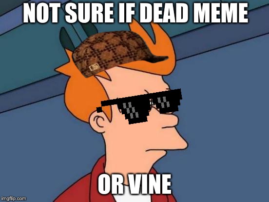 Futurama Fry | NOT SURE IF DEAD MEME; OR VINE | image tagged in memes,futurama fry | made w/ Imgflip meme maker