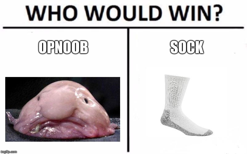 Who Would Win? Meme | OPNOOB SOCK | image tagged in memes,who would win | made w/ Imgflip meme maker