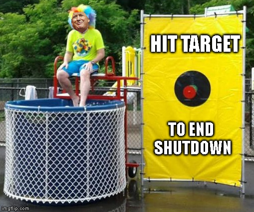Dunk the Trump | HIT TARGET; TO END SHUTDOWN | image tagged in end shutdown,shutdown,government,policy,wall,finance | made w/ Imgflip meme maker